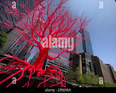 High Line Red Tree The old tree is a pink and red 25 foot tall sculpture comprised of man ...