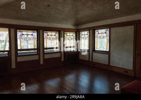 Frederick C. Robie House, designed by American architect Frank Lloyd Wright and built in 1910 Stock Photo