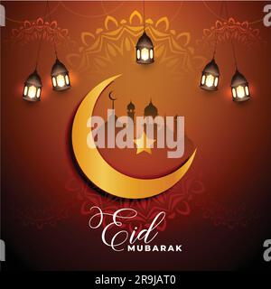 Eid al adha mubarak islamic festival greeting design, eid mubarak vector illustration Stock Vector