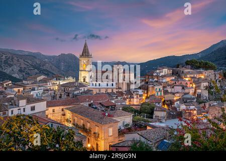 Novara di Sicilia, Sicily, Italy village  at dawn. Stock Photo
