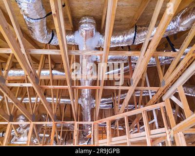 New home air conditioner vents installed in new construction Stock Photo