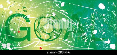 soccer, football, illustration with paint strokes and splashes, grungy mockup, great soccer event Stock Photo