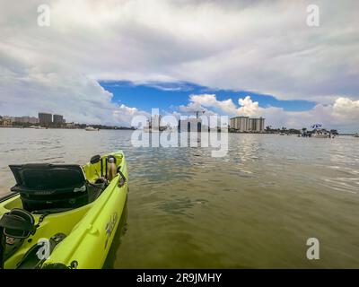 Miami Beach, FL, USA - June 11, 2023:  Kayaking in Miami on a Hobie Oasis Stock Photo