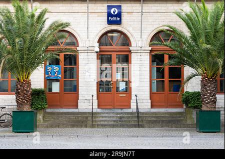 Leuven, Flemish Brabant, Belgium, July 23, 2023 - Facade and entrance of the local police office Stock Photo