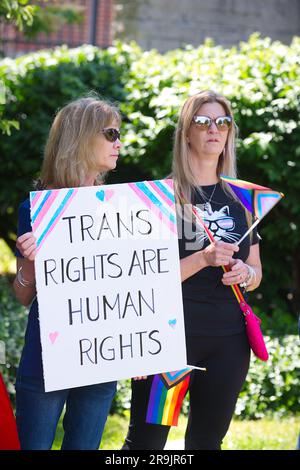 Teens Against Genital Mutilation rally, Hyannis, MA, USA (Cape Cod). Female demonstrators at the rally. Stock Photo