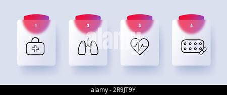 A comprehensive set of medical icons representing various healthcare concepts, including doctors, nurses, hospitals. Vector line icon for Business Stock Vector