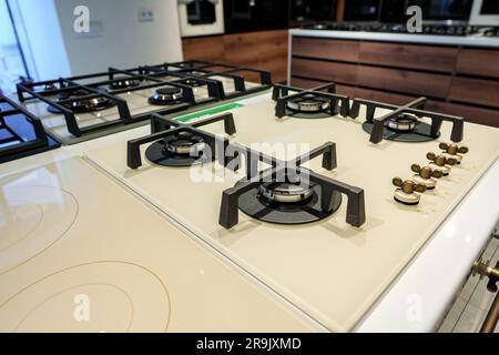 Modern cooking stoves on display in the store Stock Photo