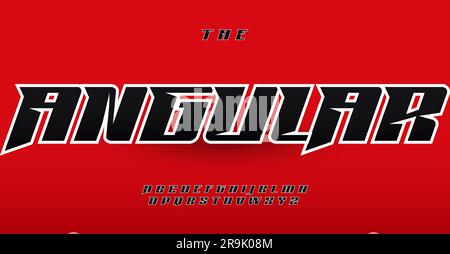 Modern dynamic font with dynamic characters, featuring sharp edges and angular shapes Stock Vector