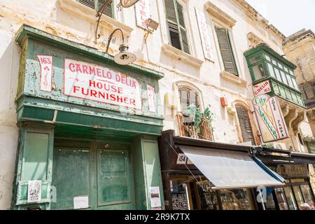 Business and retail Architecture of old Valletta Malta Stock Photo
