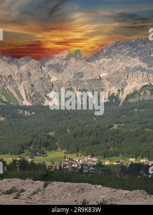 Dolomites mountains in the north of Italy at sunset Stock Photo