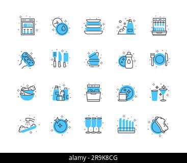 Plate icons color set Stock Vector