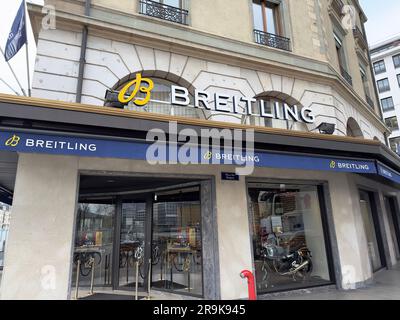 Geneva Switzerland Jan 12 2023 Breitling boutique in Geneva. Breitling SA is a Swiss luxury watchmaker Stock Photo Alamy