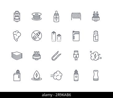 Vaping icons outline set Stock Vector