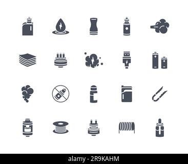 Vaping icons black set Stock Vector