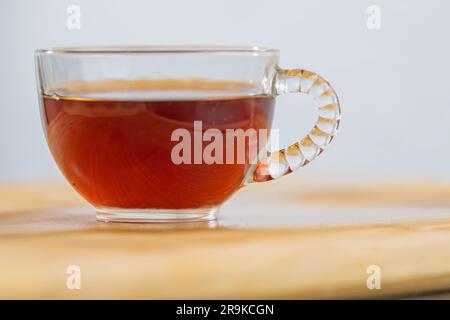 Black tea glass cup detail selective focus perspective Stock Photo