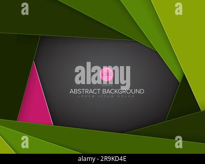 Abstract background with border made from green and pink paper materials sheets with place for your text. Nice fresh green blue background for banner Stock Vector