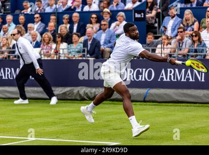 Frances Tiafoe in action during his ATP EXHO Singles match