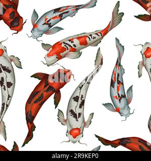 Seamless pattern with koi fishes. Vector. Stock Vector
