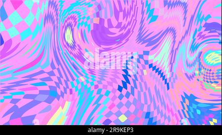 Holographic pattern. Checkered trippy psychedelic background Stock ...