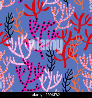 Beautiful Hand Drawn corals seamless pattern, underwater background, great for textiles, banner, wallpapers, wrapping - vector design. Vector illustration Stock Vector