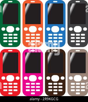 Colourful phone mobile cell cellular icon transparent background EPS Vector art Pack Stock Vector