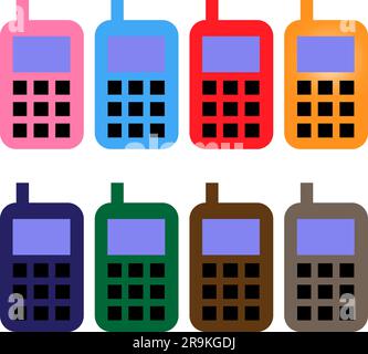 Colourful phone mobile cell cellular icon transparent background EPS Vector art Pack Stock Vector