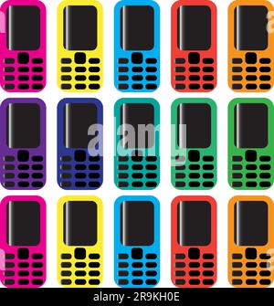 Colourful phone mobile cell cellular icon transparent background EPS Vector art Pack Stock Vector