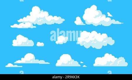 8 bit clouds in anime style Stock Vector