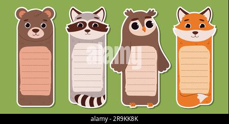 Forest animals bookmarks set Stock Vector