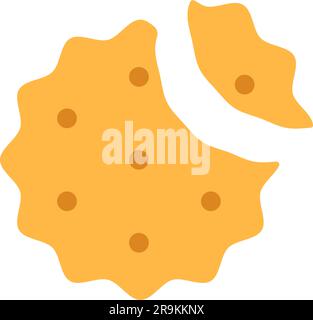 Crispy round cheese cracker with missing bite. Stock Vector