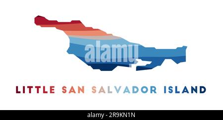 Little San Salvador Island map. Map of the island with beautiful geometric waves in red blue colors. Vivid Little San Salvador shape. Vector illustrat Stock Vector