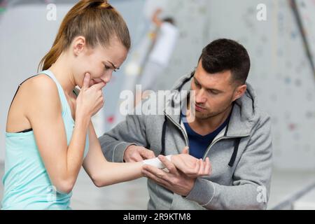 pretty young girl crying after falling down Stock Photo