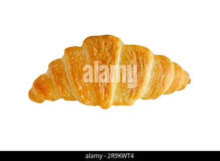 Croissant isolated on white background. Top view of plain croissant on white background. Object with clipping path. Stock Photo