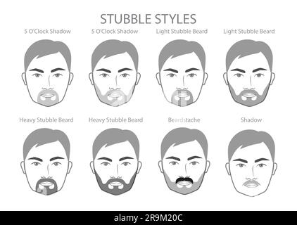 Set of Goatee Beard and mustache with name text style men face ...