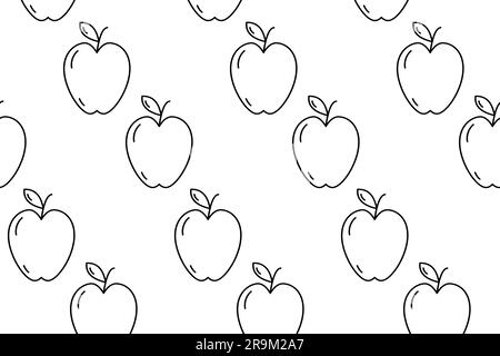 Seamless pattern from the contour image of seasonal fruits apple and pear. Thanksgiving day. Vector. EPS. Isolate. Abstract background texture. Good for wrapping, poster, banner, brochure or wallpaper Stock Vector
