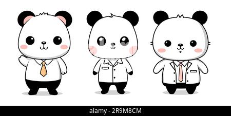 Vector illustration of an adorable panda bear wearing human clothes, showcasing a delightful blend of cuteness and anthropomorphism in artistic detail Stock Vector