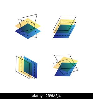 Layered paper angled stacks set Stock Vector