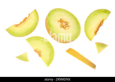 Pieces of sweet melon on white background Stock Photo