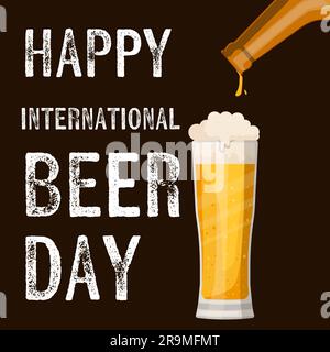 vector design international beer day illustration with a glass full of beer Stock Vector