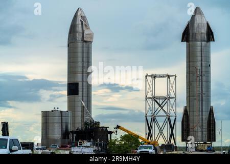 SpaceX Starships SN15 and SN16 at Boca Chica, Texas Stock Photo