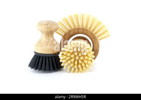 Highly detailed perspective image of dish brush with black