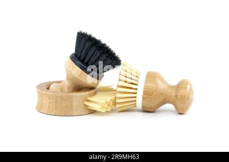 Highly detailed perspective image of dish brush with black