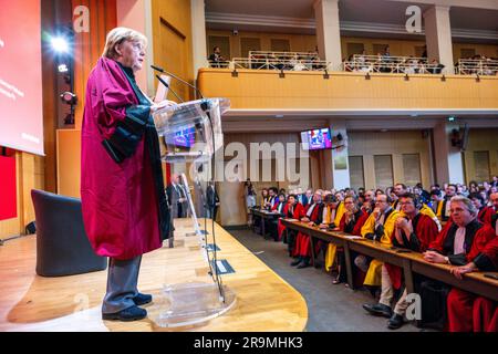 Paris, France. 27th June, 2023. Former German Chancellor Angela Merkel receives Honorary Doctorate at Sciences Po or Political Sciences Institute in Paris, France, on June 27, 2023. Photo by Ammar Abd Rabbo/ABACAPRESS.COM Credit: Abaca Press/Alamy Live News Stock Photo