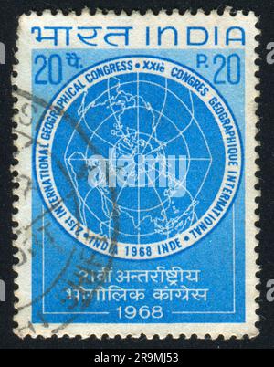 INDIA - CIRCA 1968: stamp printed by India, shows World Map, circa 1968 Stock Photo