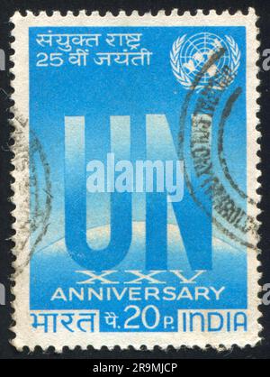 INDIA - CIRCA 1970: stamp printed by India, shows  UN Emblem, circa 1970 Stock Photo