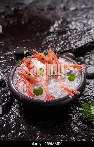 Fresh sweet shrimp sashimi caught in Hokkaido, Japan Stock Photo