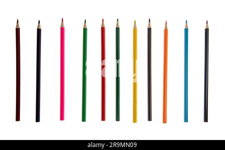 Set of color pencils isolated on white, School art supply, kids cretivity Stock Photo