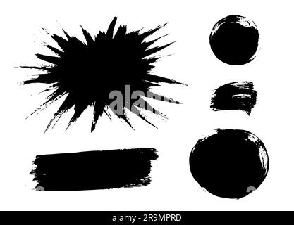 Brush strokes vector collection. Painted burst, round and rectangle shapes Stock Vector