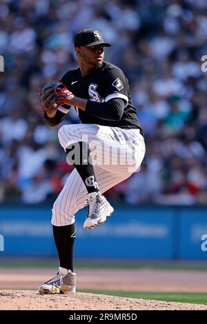 Gregory Santos of the Chicago White Sox celebrates the final out