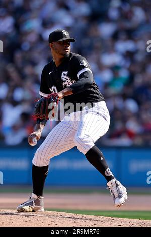 Gregory Santos of the Chicago White Sox celebrates the final out